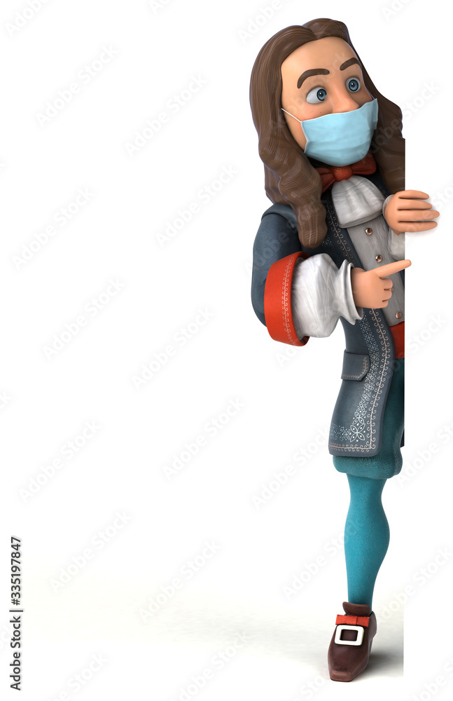 3D illustration of a cartoon character with a mask 3D illustration of a cartoon character with a mask