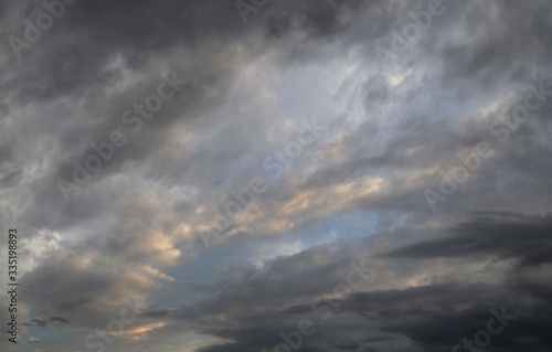Dramatic sky dackground, stormy clouds in dark sky, meteorology © Valerii