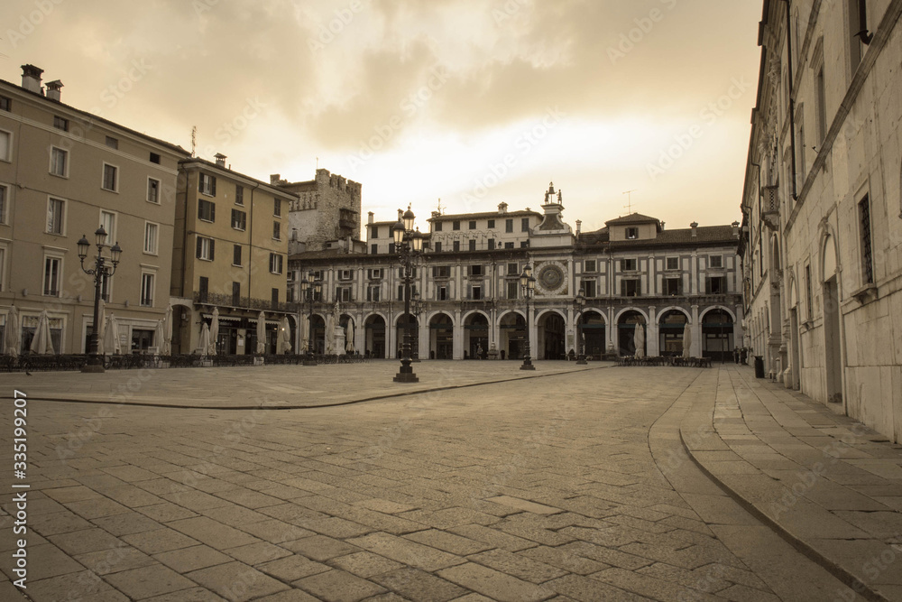 Obraz premium Piazza della Loggia, Brescia, Lombardy, Italy. Aged photo effect.