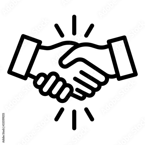 Volunteer handshake icon. Outline volunteer handshake vector icon for web design isolated on white background