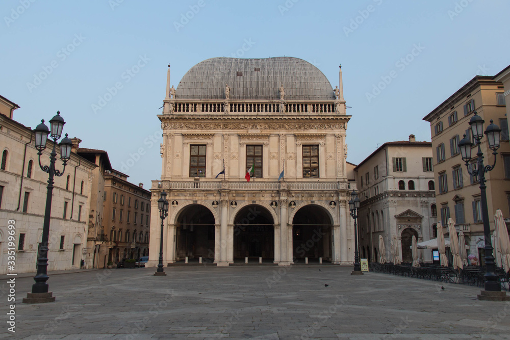 Loggia palace or Brescia City Hall, Lombardy, Italy.