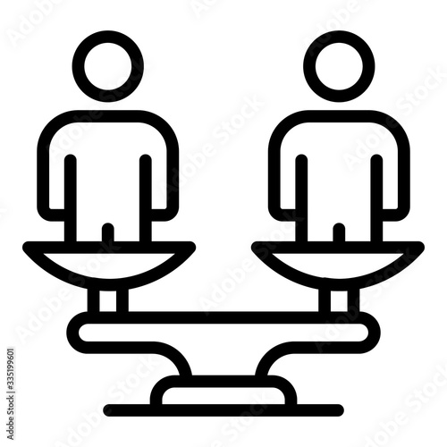 No racism balance icon. Outline no racism balance vector icon for web design isolated on white background