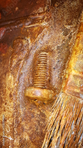 rusty screw and bristles