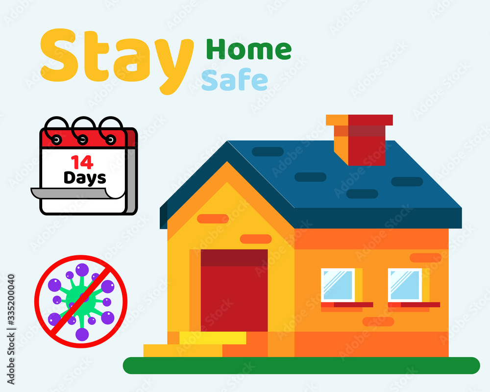 Social Distancing with COVID-19 crisis concept: There is text STAY HOME for Protect corona virus. Cartoon vector style for your design. Social Distancing with COVID-19 crisis concept: There is text STAY HOME for Protect corona virus. Cartoon vector style for your design.