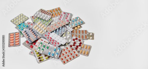 Medicine header with lots of colorful medication