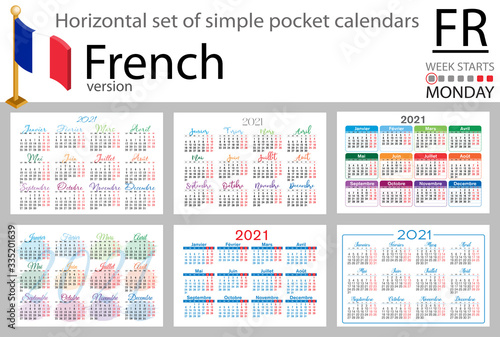 French horizontal pocket calendar for 2021