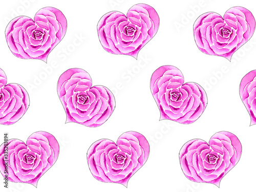 seamless pattern with heart of rose flower for wraping