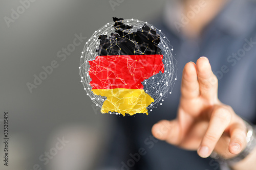Abstract of germany map network  internet and global connection concept  Wire Frame 3D