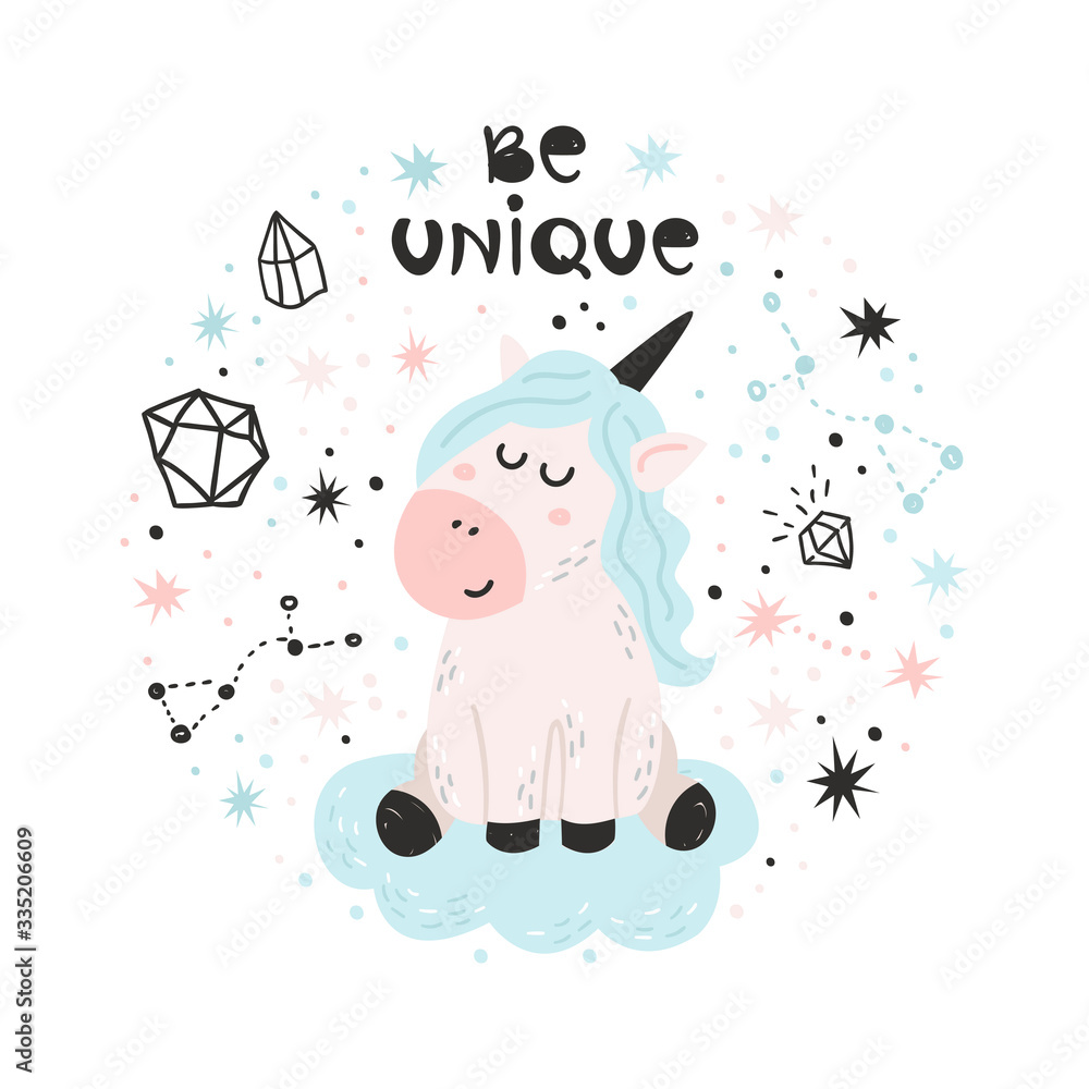 Cute poster with cute unicorn. Cute poster with cute unicorn.