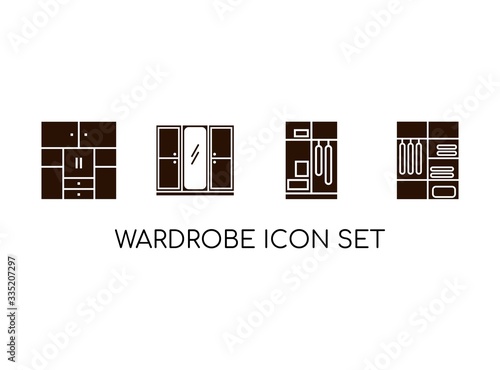 Icon Set of Wardrobe Vector in Monogram Concept. Design with Black Isolated on White Background. Vector Illustration.