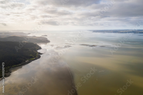 Aerial view on the Kaipara Harbour mudflats close to Ruawai, New Zealand.