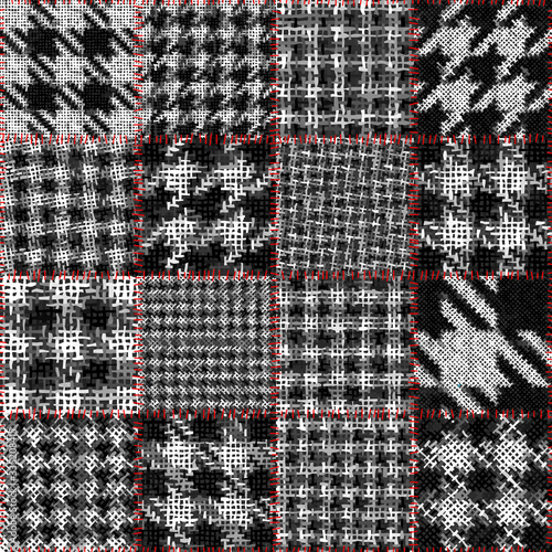 Seamless pattern. Imitation of a patchwork pattern of rough canvas squares. Vector image.