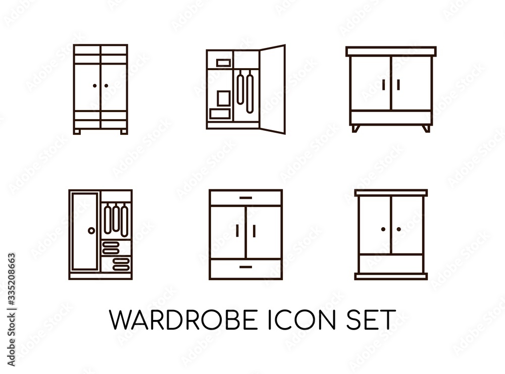 Wardrobe Line Icon Set Template. Cupboard Icon in Monoline Concept Isolated on White Background. Vector Illustration. Wardrobe Line Icon Set Template. Cupboard Icon in Monoline Concept Isolated on White Background. Vector Illustration.