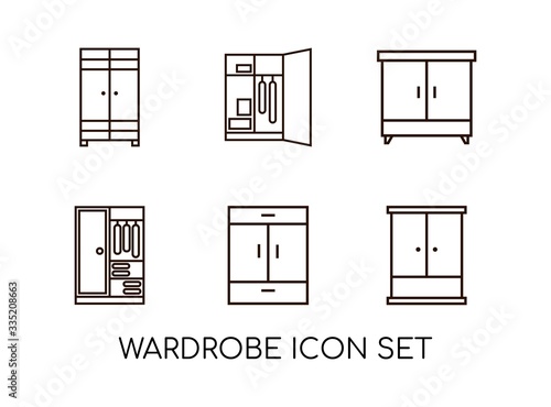 Wardrobe Line Icon Set Template. Cupboard Icon in Monoline Concept Isolated on White Background. Vector Illustration.
