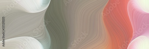 dynamic futuristic banner. elegant curvy swirl waves background illustration with rosy brown, light gray and dim gray color