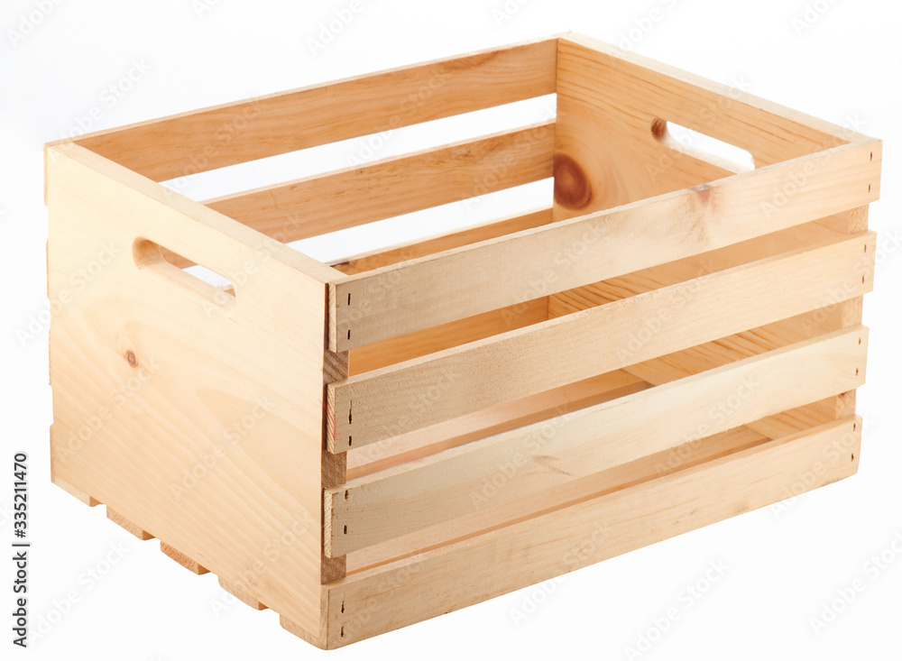 Isolated empty wooden crate