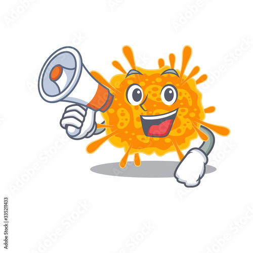 Cartoon character of nobecovirus having a megaphone