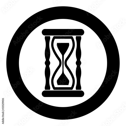 Hourglass Sand clock icon in circle round black color vector illustration flat style image