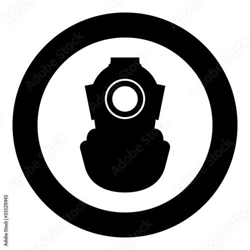 Diver helmet Underwater scuba vintage concept Water leisure old style icon in circle round black color vector illustration flat style image