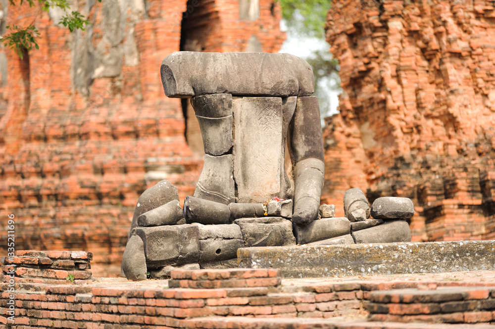 Ancient Lord Buddha  face of Wat Mahathat , Ayutthaya,Thailand