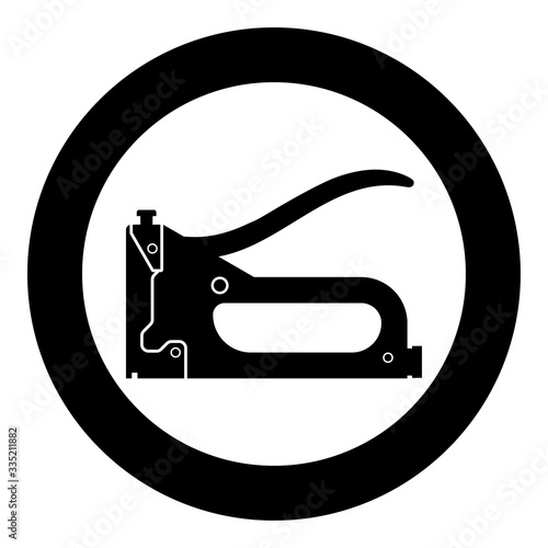 Construction stapler Working tools Gun for building icon in circle round black color vector illustration flat style image
