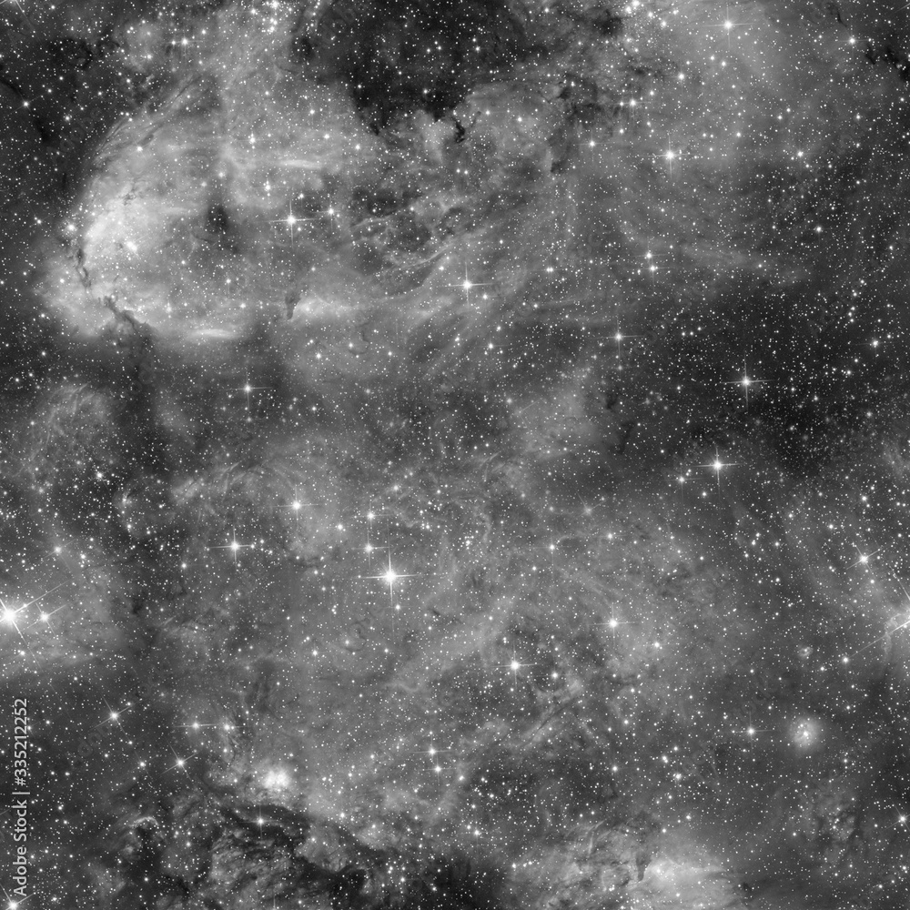 Outer space seamless pattern. Black and white 