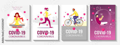 Set of banner design templates for Coronavirus, Epidemic, Medicine, Health care, Quarantine, Immunity. A4 vector illustrations for posters, banners, flyers, covers.
