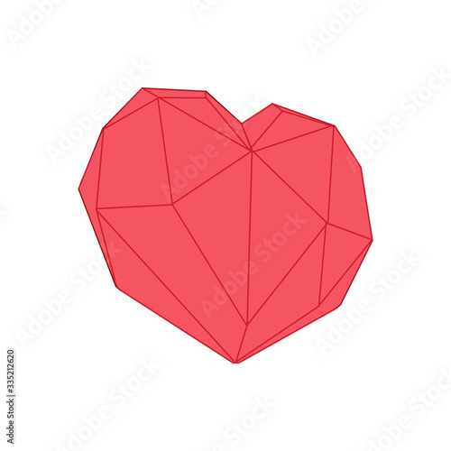 Digital illustration geometric red heart