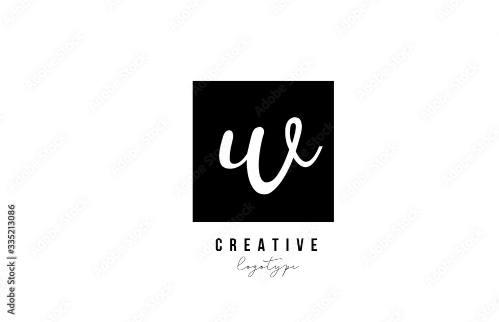 W simple black and white square alphabet letter logo icon design for company and business