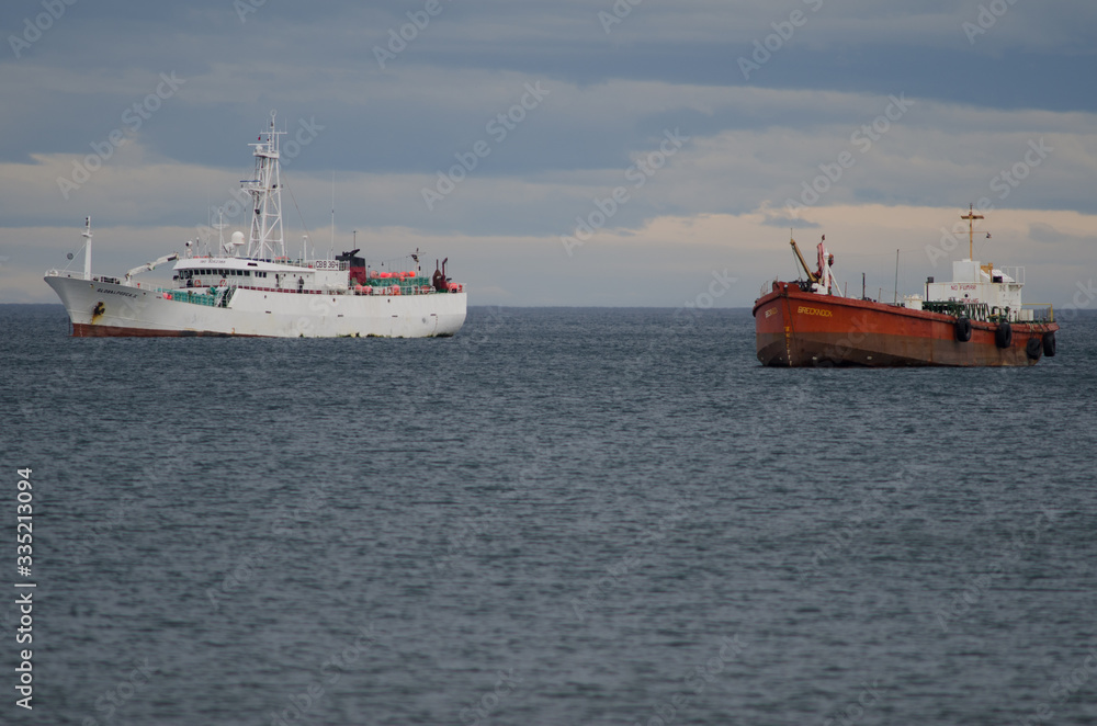 Ships in the coast of Punta Arenas. Magellanes Province. Magallanes and Chilean Antarctic Region. Chile. 