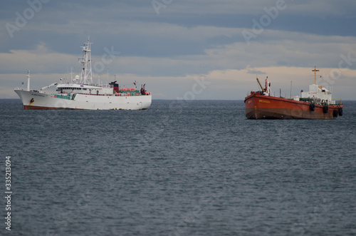 Ships in the coast of Punta Arenas. Magellanes Province. Magallanes and Chilean Antarctic Region. Chile.  photo
