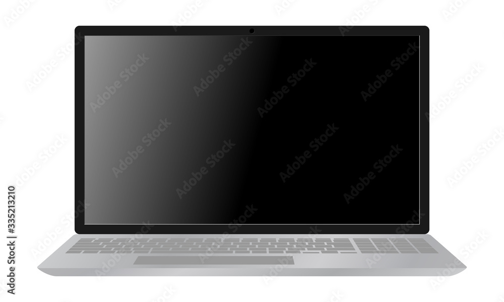 Realistic laptop with black screen, isolated on white background. Vector illustration Realistic laptop with black screen, isolated on white background. Vector illustration