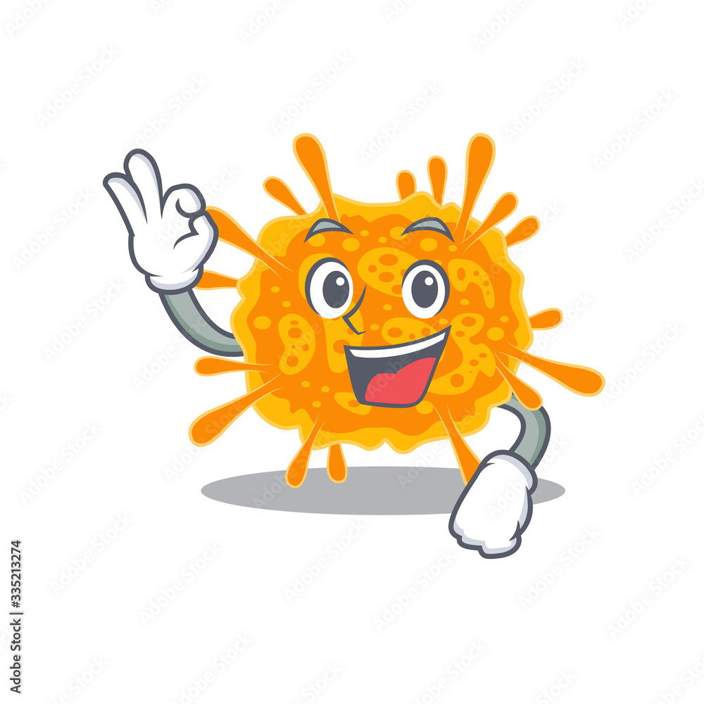 nobecovirus mascot design style with an Okay gesture finger nobecovirus mascot design style with an Okay gesture finger