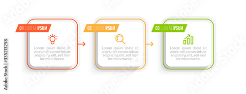 Minimal Business Infographics template. Timeline with 3 steps, options and marketing icons .Vector linear infographic with three conected elements. Can be use for presentation.