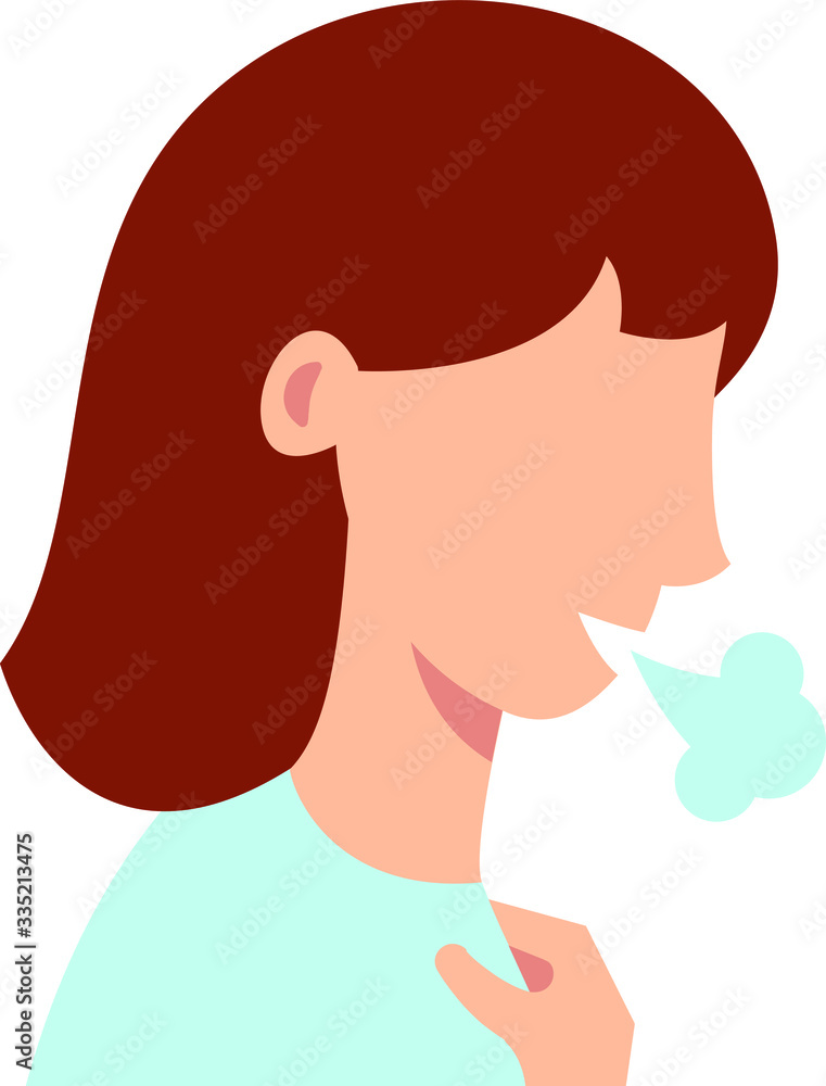 Clip-art Illustration of Dry Cough as Corona-virus Symptom