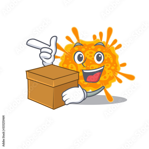 An picture of nobecovirus cartoon design concept holding a box