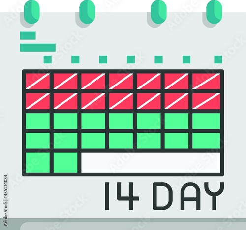 Clip-art Illustration of Calendar With 14 Days of Quarantine Marked Due to Corona-virus