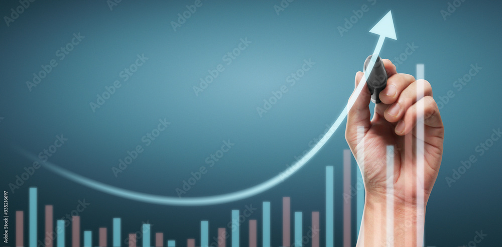Hand drawing chart, graph stock of growth Hand drawing chart, graph stock of growth