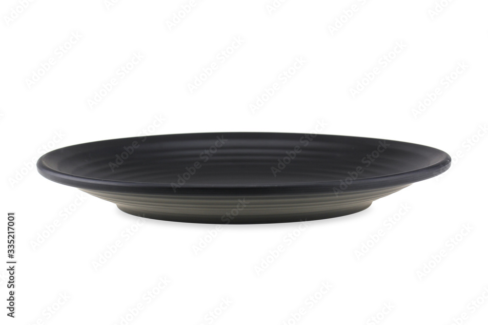 Empty black plate isolated on a white background. Empty black plate isolated on a white background.