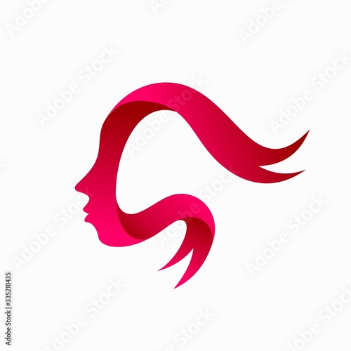 women head vector, ribbon vector logo