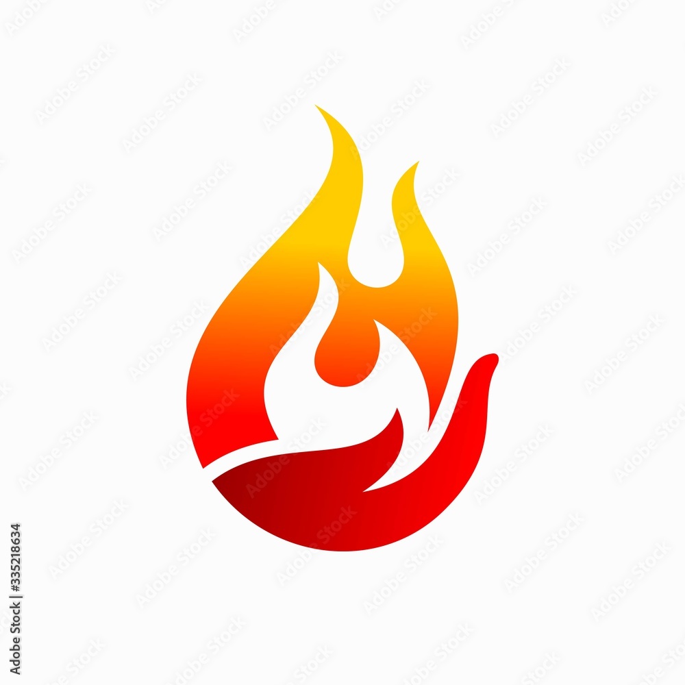 fire icon vector illustration and hand logo design fire icon vector illustration and hand logo design