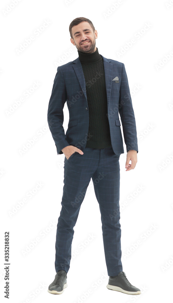 in full growth. confident modern man in business clothes in full growth. confident modern man in business clothes