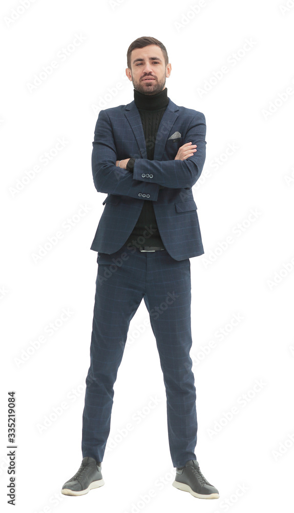 in full growth. confident modern man in business clothes in full growth. confident modern man in business clothes