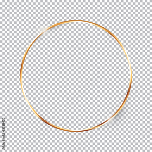 gold round frame on transparent background

