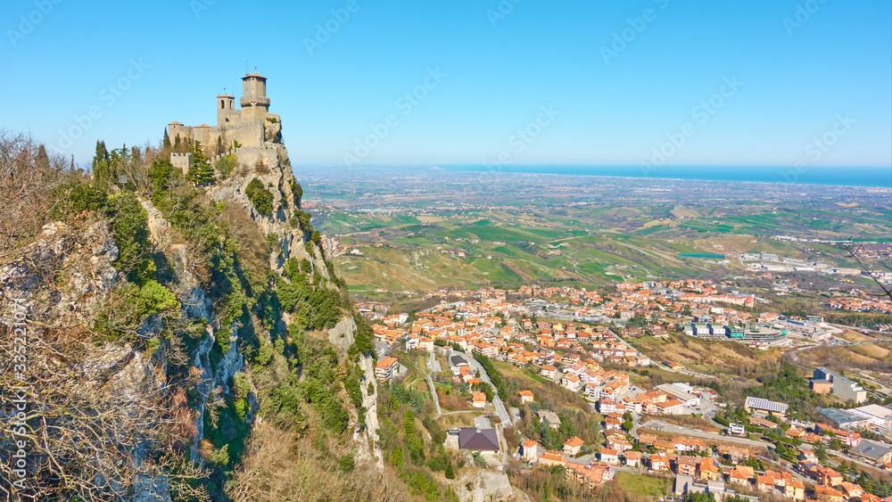 Panoramic view of San Marino and Borgo Maggiore