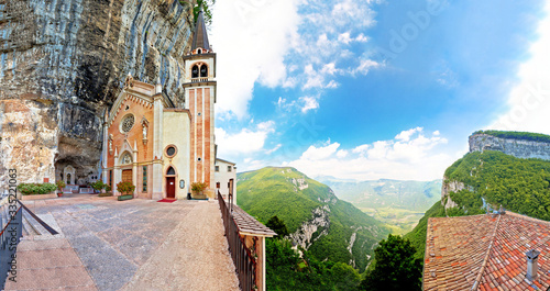 Madonna della Corona church on the rock panoramic view