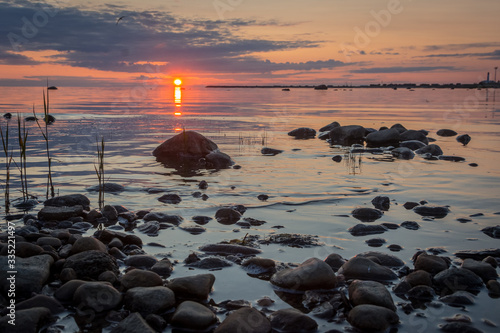 Sunset in northern Hailuoto island in Finland photo