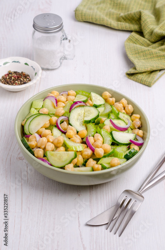 Salad raw vegetables with chickpeas
