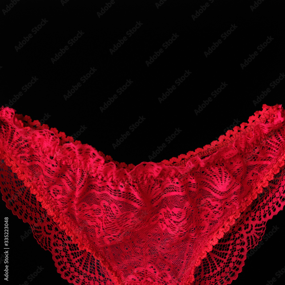 Obraz premium set of women's lace panties on a white background. Women's underwear on the table