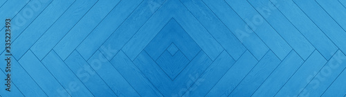 Blue abstract geometric wooden pattern square rhombus diamond herringbone texture background banner panorama long